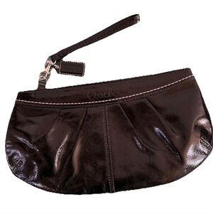Coach Patent Leathrr Black Wristlet Clutch